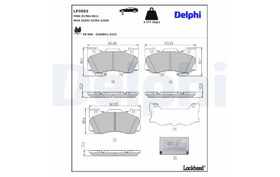 Brake Pad Set, disc brake LP3592 Delphi, Image 3