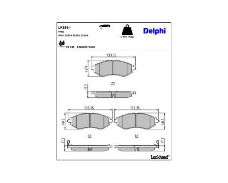 Brake Pad Set, disc brake LP3594 Delphi