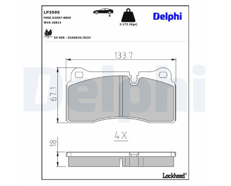 Brake pad set, disc brake LP3595 Delphi