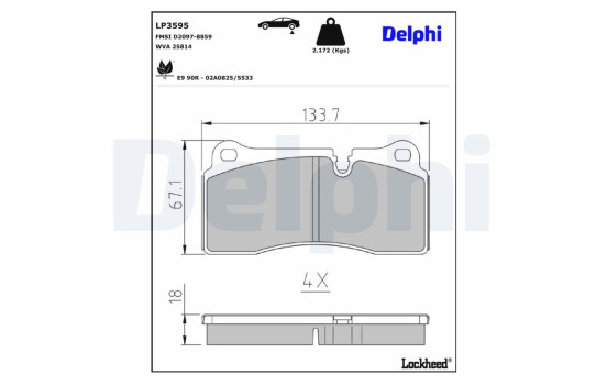Brake pad set, disc brake LP3595 Delphi