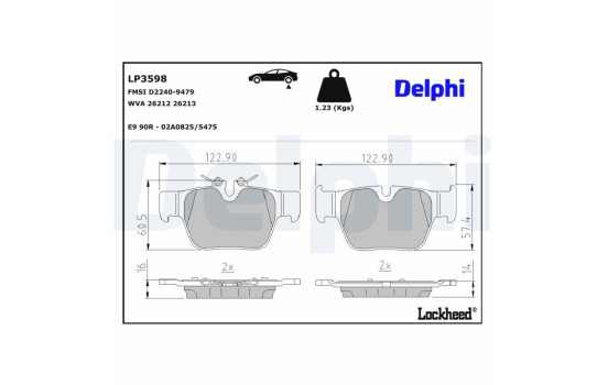 Brake Pad Set, disc brake LP3598 Delphi, Image 3