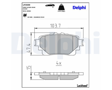 Brake Pad Set, disc brake LP3599 Delphi