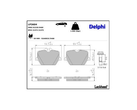 Brake Pad Set, disc brake LP3604 Delphi, Image 3