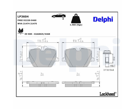 Brake Pad Set, disc brake LP3604 Delphi, Image 3