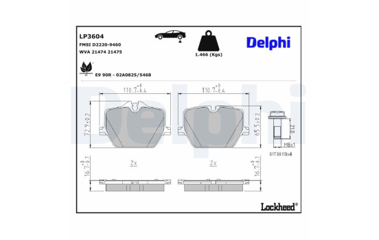 Brake Pad Set, disc brake LP3604 Delphi, Image 3