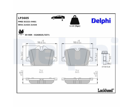 Brake Pad Set, disc brake LP3605 Delphi