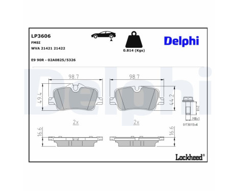Brake Pad Set, disc brake LP3606 Delphi, Image 3