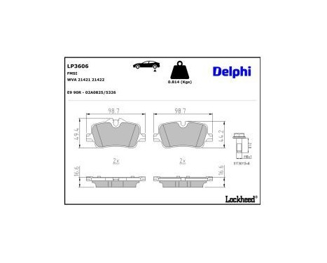 Brake Pad Set, disc brake LP3606 Delphi, Image 3