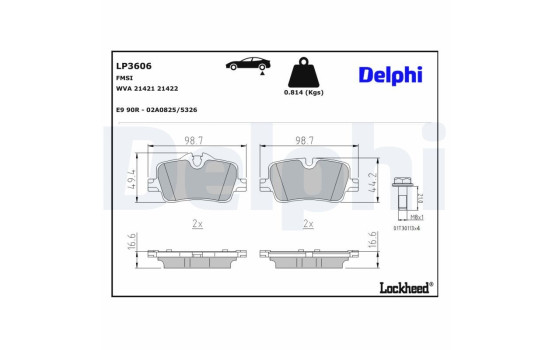 Brake Pad Set, disc brake LP3606 Delphi, Image 3