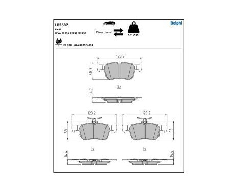 Brake Pad Set, disc brake LP3607 Delphi, Image 3