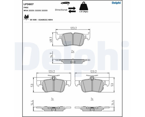 Brake Pad Set, disc brake LP3607 Delphi, Image 3