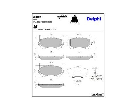 Brake Pad Set, disc brake LP3609 Delphi, Image 3