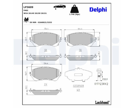 Brake Pad Set, disc brake LP3609 Delphi, Image 3