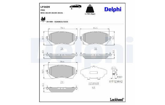 Brake Pad Set, disc brake LP3609 Delphi, Image 3