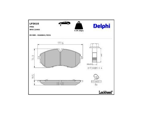 Brake Pad Set, disc brake LP3610 Delphi