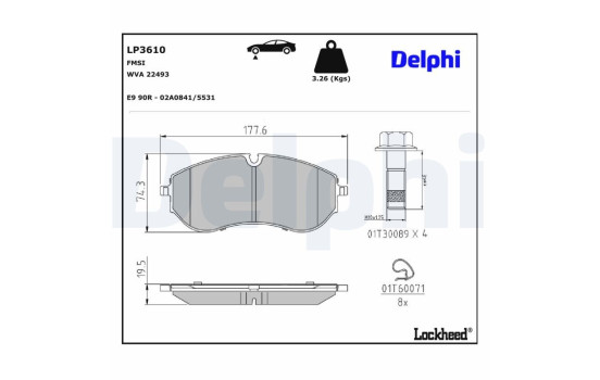 Brake Pad Set, disc brake LP3610 Delphi