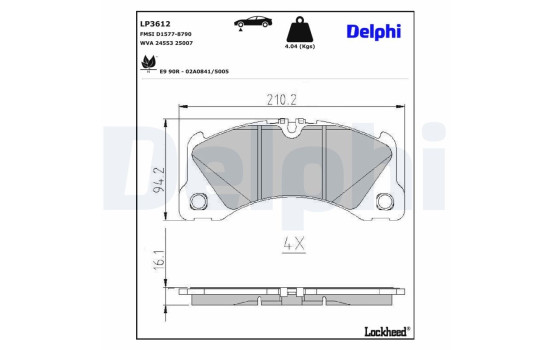 Brake Pad Set, disc brake LP3612 Delphi