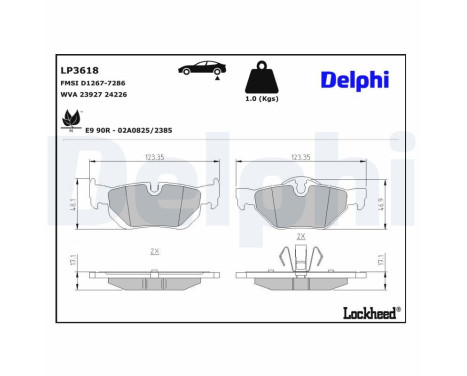 Brake Pad Set, disc brake LP3618 Delphi, Image 3