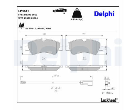 Brake Pad Set, disc brake LP3619 Delphi, Image 4