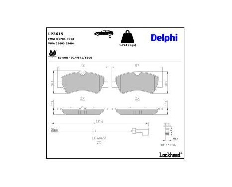 Brake Pad Set, disc brake LP3619 Delphi, Image 4