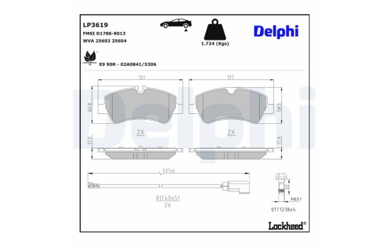 Brake Pad Set, disc brake LP3619 Delphi, Image 4