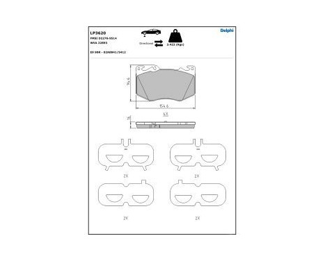 Brake Pad Set, disc brake LP3620 Delphi, Image 3