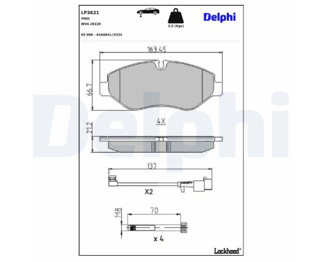 Brake Pad Set, disc brake LP3621 Delphi