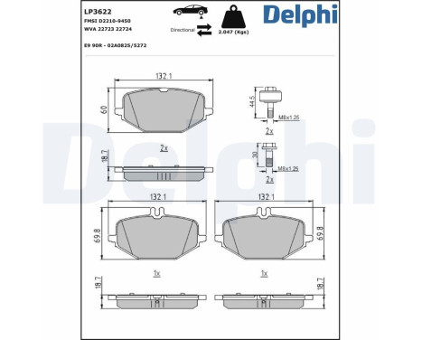 Brake Pad Set, disc brake LP3622 Delphi