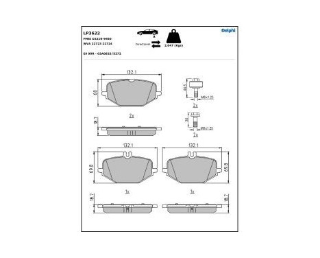 Brake Pad Set, disc brake LP3622 Delphi, Image 3