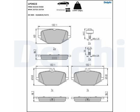 Brake Pad Set, disc brake LP3622 Delphi, Image 3