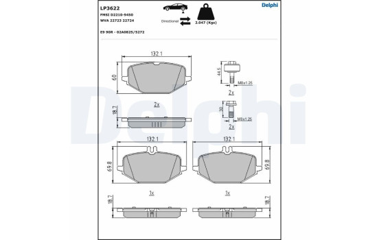 Brake Pad Set, disc brake LP3622 Delphi, Image 3