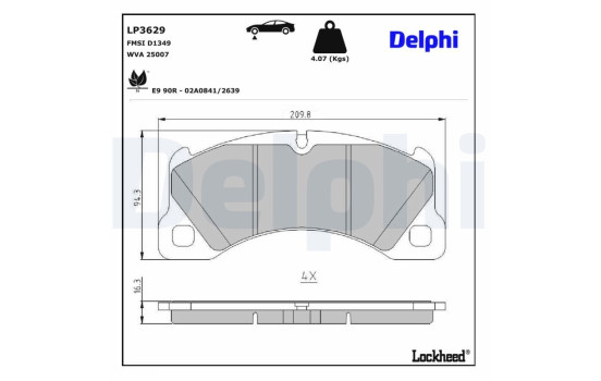 Brake Pad Set, disc brake LP3629 Delphi