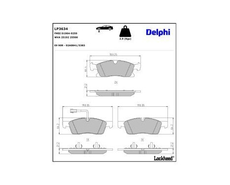 Brake Pad Set, disc brake LP3634 Delphi