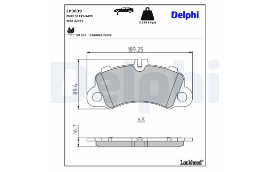 Brake Pad Set, disc brake LP3639 Delphi, Image 3