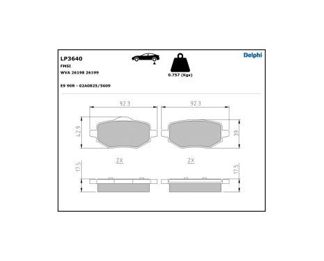 Brake pad set, disc brake LP3640 Delphi, Image 3