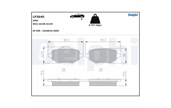 Brake pad set, disc brake LP3640 Delphi, Image 3