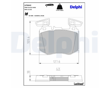 Brake Pad Set, disc brake LP3642 Delphi