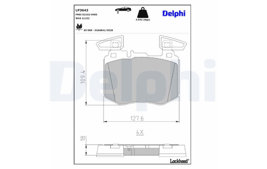 Brake Pad Set, disc brake LP3642 Delphi, Image 3