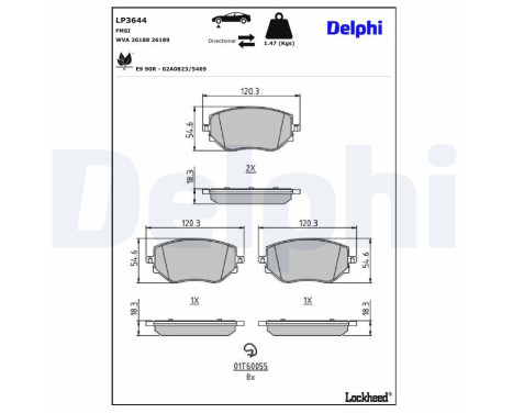 Brake pad set, disc brake LP3644 Delphi, Image 3