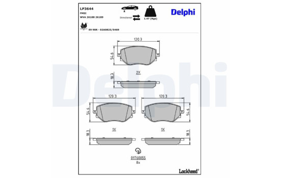 Brake pad set, disc brake LP3644 Delphi, Image 3