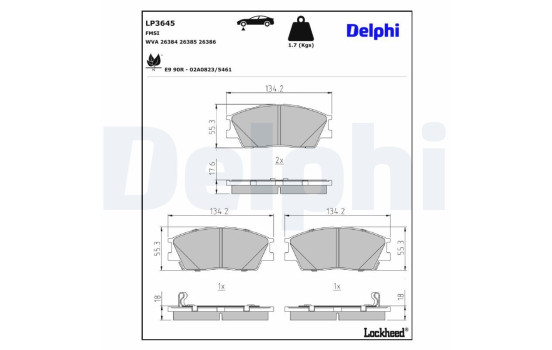 Brake Pad Set, disc brake LP3645 Delphi