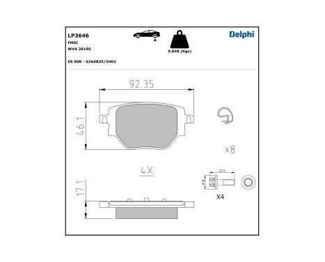 Brake Pad Set, disc brake LP3646 Delphi, Image 3