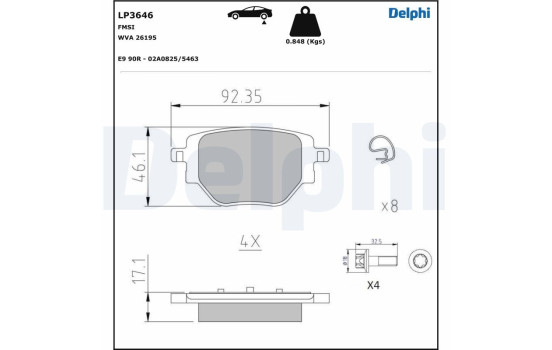 Brake Pad Set, disc brake LP3646 Delphi, Image 3