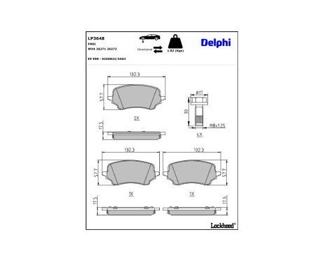 Brake pad set, disc brake LP3648 Delphi, Image 3