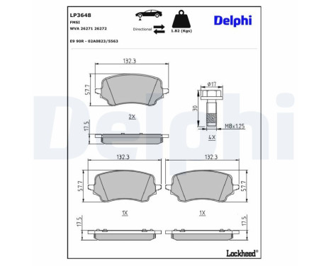 Brake pad set, disc brake LP3648 Delphi, Image 3