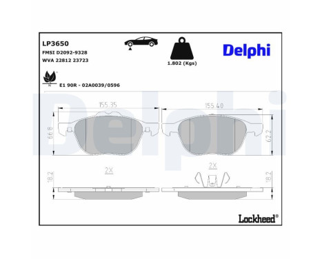 Brake Pad Set, disc brake LP3650 Delphi, Image 3