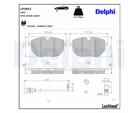 Brake Pad Set, disc brake LP3651 Delphi, Image 5