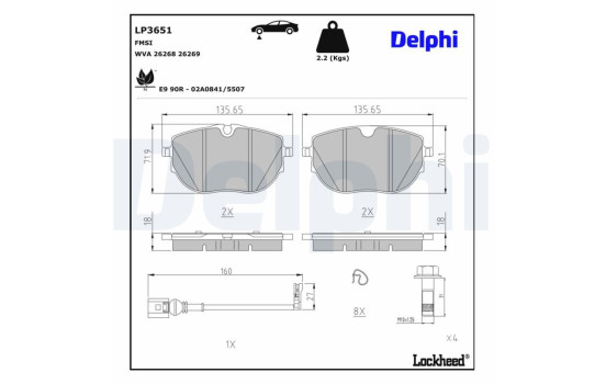 Brake Pad Set, disc brake LP3651 Delphi, Image 5