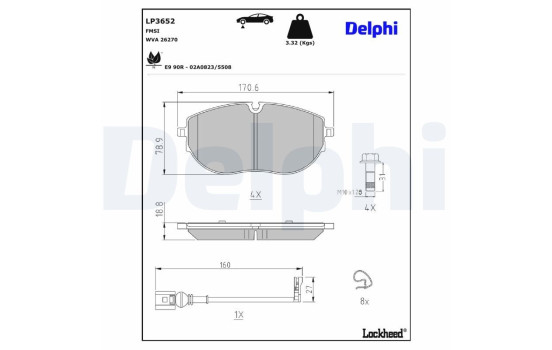 Brake Pad Set, disc brake LP3652 Delphi, Image 4
