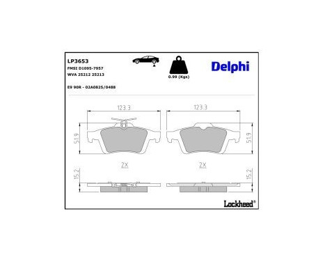 Brake Pad Set, disc brake LP3653 Delphi, Image 3